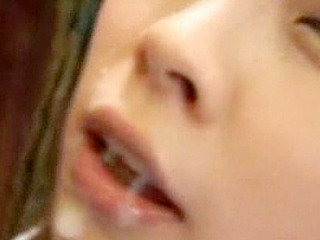 Nippon chick with hard nips sucking huge dick