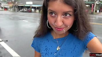 I'm lost a game and went for a walk outside with cum on my face - Cumwalk